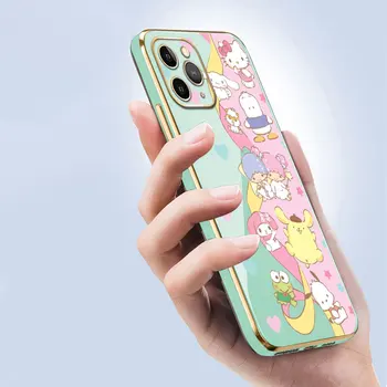 Hello Kitty Cinnamoroll Kuromi Obiteljsko Kvadratni Poklopac Za Apple iPhone 14 13 12 11 Pro Max Mini X XS XR Max 7 8 6 6s Plus Torbica