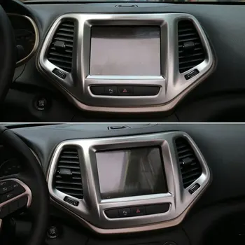 1 kom. od ABS Plastike Kontrolna Ploča Konzole GPS Navigacijski Okvir Poklopac Poklopac Završiti Srebrno-Crvena Pogodan Za Jeep Cherokee-2016 Auto Stil