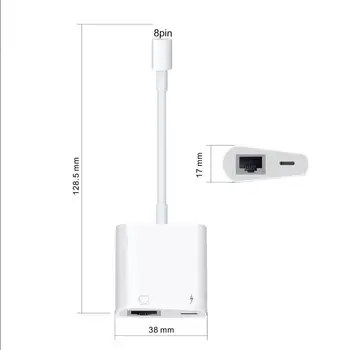 Prijenosni Solidne 8Pin na RJ45 ABS Plug Play Ethernet Adapter je Pretvarač za Appleov Mobilni Telefon