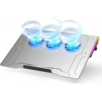 Postolje za hlađenje laptop, Aluminijski ventilator-hladnjak za laptop 10-15,6 cm, 10 načina rada RGB-svjetla, stalak za 3 visine (A9)