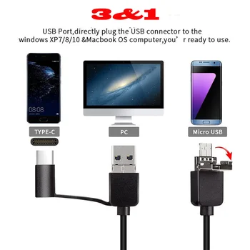 Mini HD 3,9 mm Soft i Hard Endoskop Skladište Računalo USB Android Type C Endoskop Skladište 5,5, 7, 8 mm Promjer Vodootporan 5 M 10 m