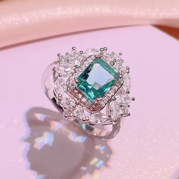 2022 Novi Tender Safir Emerald Privjesak Ogrlica I Prsten, Naušnice Za Žene Punu Dijamanata Zaruka Svadbeni Poklon Nakit