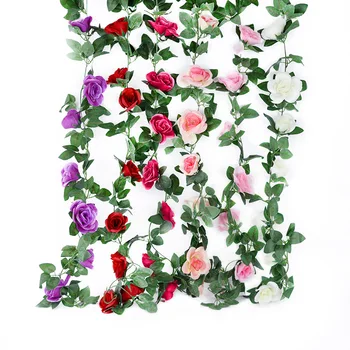 2,2 M Umjetna Svila Ruža Cvijet Ivy Loza Lažni Listovi Ukras Rotirajući Гирлянда Božić Vjenčanje Home Dekor Cvijet Red 1 Kom