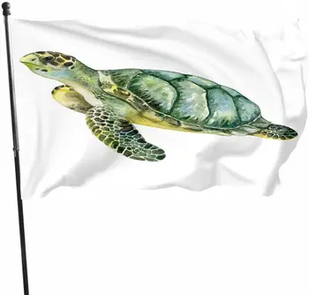 Zastava Kornjače 3x5 Metara Poliester Morska Voda Zelena Kornjača Tropska Životinja Sporo Plivanje Gmazova za Vanjsku Trijem Kuće farmer ' s