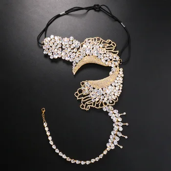 KMVEXO 2022 Cirkon Crystal Geometrijski Gorski Kristal Maska Maskenbal Nakit Luksuzna Maska za Lice Dizajn Za Žene Halloween Večer Pokloni