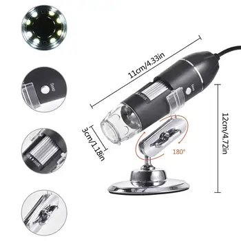 0-1600X USB Mikroskop 3 u 1 Digitalni Mikroskop Prijenosni Dva Adaptera Podrška za Windows Android Telefoni Lupa