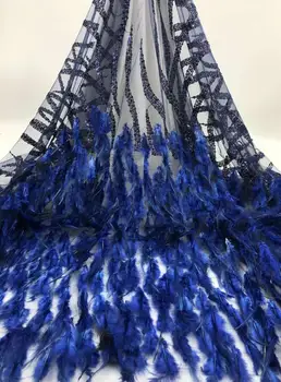 2020 Nova tkanina s vezom od perja i perle, francuski mrežica tila, нигерийская cvjetne čipke tkanina za prom, večernja haljina, vjenčanica, 5 metara
