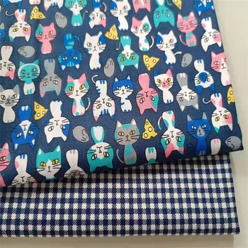 Mačka Ispis denim Tkanog Tekstila Keper Patchwork DIY Obrt Tkanina Dječja Odjeća i Prekrivač Ukrašavanje Tkanina
