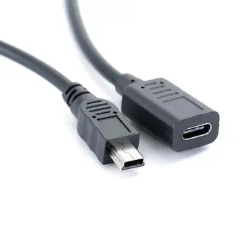 25 cm USB Type-c na Mini USB Kabel 2.0 5pin Mini-B Priključak na USB 3.1 USB-C ženski Pretvarač Adapter Kabel za punjenje Podataka