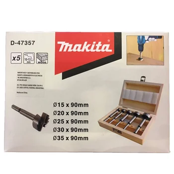 5 kom. Set vježbi za drvo Makita D-47363 D-47357 Forstner u drvenom kućištu 15 mm 20 mm 25 mm 30 mm 35 mm