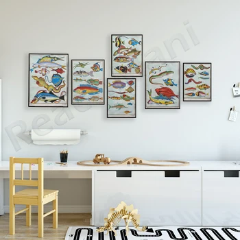 Egzotična riba - F. Valentin - Prirodna povijest Амбоины - Kolor plakat s likom životinja na platnu
