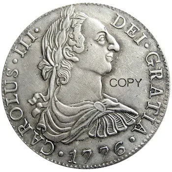 Španjolska 1776 CAROLUS III DEI GRATIA 8 reale Posrebreni Fotokopirni kovanice