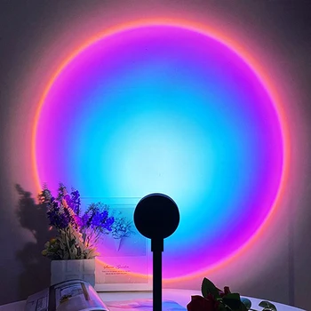 Zalazak sunca Žarulja LED Projektor Rainbow Neonski Lampa Za Raspoloženje Spavaća soba noćno svjetlo Dekor Sobe Atmosfera Селфи Slika Pozadina