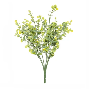 Umjetne Plastične Biljke Listovi 7 Vilica Zelena Grančica Eukaliptusa Za Vrtne Vaze Kućni Božićno Vjenčanje Ukras Lažni Cvijeće
