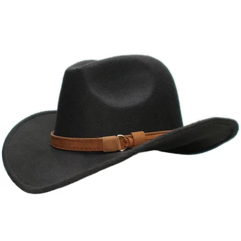 Vintage kauboj šešir u stilu Western sa širokim poljima za roditelje i djecu, šešir-polucilindar za пастушки, remen od devine kože (54-57-61 cm)
