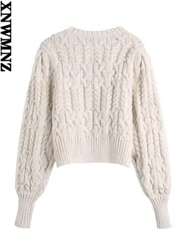 XNWMNZ Elegantan pletene kardigan s perlicama od umjetnih bisera, ženski Džemper sa v-izrez i dugim rukavima, Odjeća, Proljeće-Jesen, рубчатая završiti