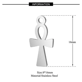 10шт 316L Nehrđajućeg Čelika Obostrane Polirane Egipatski Križ Šarm Privjesak Odgovara DIY Ogrlica Narukvica Materijal Za Izradu Nakita