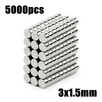 5000 kom 3x1,5 mm Super Moćni Snage Velike Male Okrugle Неодимовые Disk NdFeB magneti Promjera 3 * 1,5 mm N35