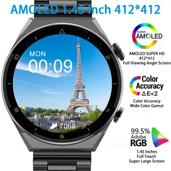 LIGE AMOLED 412*412 HD Pametni Sat NFC Gospodo Pametni Sat Bežični Punjač Digitalni Sat Novi Bluetooth-Sat Za Android i iOS