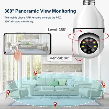 1080P E27 Žarulja Bežična Kamera za video Nadzor 2,4 G Wifi Noćni Vid Boji 4x Digitalni Zoom Video Monitor Sigurnosnih Kamera