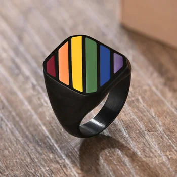 Svijetla Prsten Od Nehrđajućeg Čelika Muškarci Obećavaju Nakit Lesbian Gay Pride LGBT