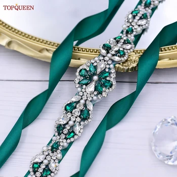 TOPQUEEN S39 Luksuzni Zeleni Dijamant Vjenčanje Emerald Zone Gorski Kristal Vjenčanica Pribor Ženske Večernje Zone djeveruše