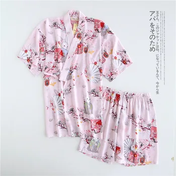 2022 Kimono u japanskom stilu, Kostim iz dva predmeta, Ženske ljetne Hlače od viskoze Kratkih Rukava, Ženska Пижама, Tanka kućna odjeća Za djevojčice