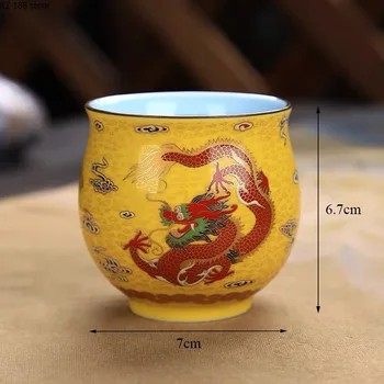 Keramičke Kreativno Tradicionalna Kineska Čajna Šalica S Otisnutim Kraljevski Zmaj S Dvostrukim Stijenkama Procelain Čajne Šalice Klasicni Čaj, Čaša Kung-Fu ŠALICA