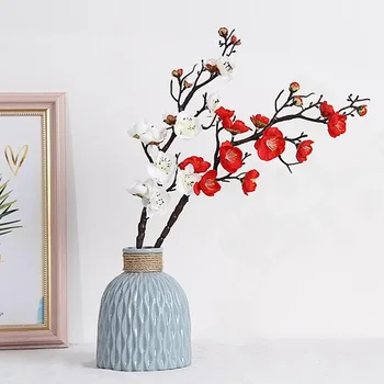Šljiva Trešnja u Cvatu Umjetne Svile Cvijeće Flores Grane Stabla Sakura Home Stol Dekor Za Dnevni boravak DIY Svadbeni Nakit