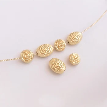 10ШТ 8 mm 10 mm 14 Do Zlatne boje na Cvjetnim Perle, Metalne Perle, Visoke Kvalitete Diy Izrada Nakita Cvijet Razuporne Perle