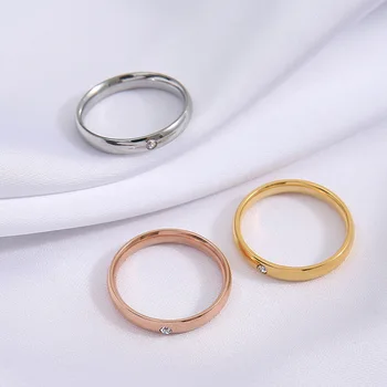 ANENJERY Nehrđajućeg Čelika Glatko Lice Cirkon Prsten za Muškarce i Za Žene Par Modni Svakodnevno Vjenčani Prsten na Veliko Prodaja