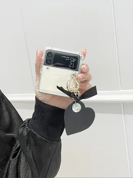 Luksuzna Torbica Za Telefon S Lancem u obliku srca i Srca Za Samsung Galaxy ZFlip4 ZFlip šok-dokaz Prozirna Torbica ZFlip3 5G Etui Funda
