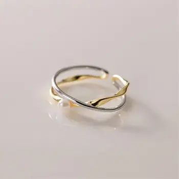 MEYRROYU Šuplje Križ Imitacija Bisera Otvorena Pljuska Prsten Na Prst Za Žene Djevojka Korejski Modni Nakit Večernje Poklon prsten donje