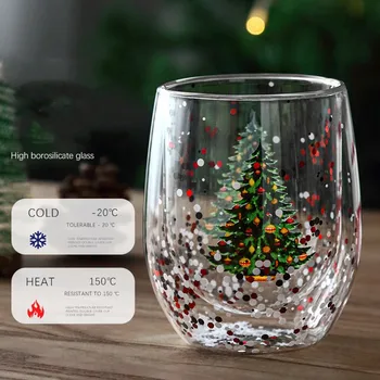 Creative Božićno Drvce Staklena Čaša Dvoslojni Čaše Otporne Na Обжигу Kava Šalicu S Mlijekom Dječje College Božićni Pokloni