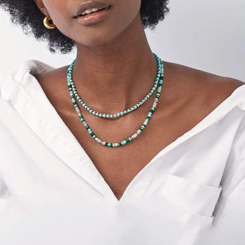 Unikatni Creative Design Natural Stone Beaded Necklace Exquisite Simple Blue Green Stone Collar ukras na vratu lanac Poklon Choke