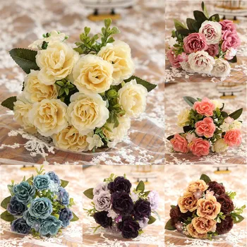 Europska Buket Svila Cvijet Božur Umjetno Cvijeće Večernje Uređenje Visoke Kvalitete Vjenčanje Kućni Lažni Listovi
