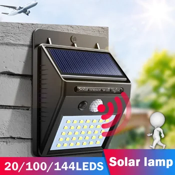 100/144 Led Solarna Lampa Spoljna Solarni Led Svjetla Vodootporan Zidne Svjetiljke sa Senzorom Pokreta PIR Solarni Panel Svjetlo Vrt Kućni Dekor