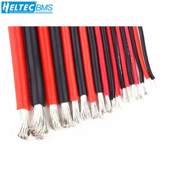 1 Metar crvena i 1 metar crne silikonske žice 8AWG 10AWG 12AWG 14AWG 16AWG 18AWG 22AWG otporan na visoke temperature (Mekani silikon силикагелевый kabel