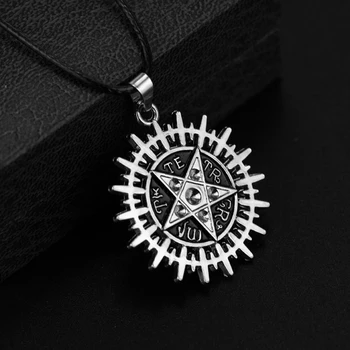 HEYu Crna Batler Crtani Nakit Star Pentagram Logo Sotone Privjesak Ogrlica Веревочная Krug Pentagram Privjesak Ogrlica Lucifer
