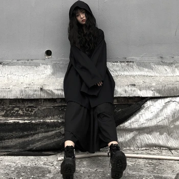 Japanska Kimona, Ženske Široke Odijela Samuraja, Crnci Slobodni Hlače, Majica u gotičkom Stilu punk, Ženska Jakna, Crno Odijelo, Casual Odjeća