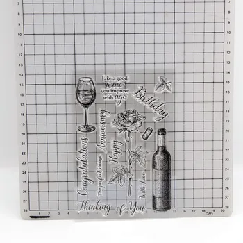 T1788TC pismo Trava Silikon Prozirni Marke Za Scrapbooking DIY Album Kartice Album Za Albume Transparentan Pečat Gumeni Pečat 10,5X15,5 cm